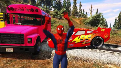 Spiderman Lightning McQueen Train and Plane Transportation with Nursery Rhymes
