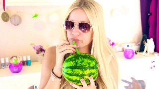 DIY Melonen Smoothie _ LifeHack - direkt aus der Melone trinken !!! _ PatDIY & CuteBabyMiley-pSN7HrMSp2Y