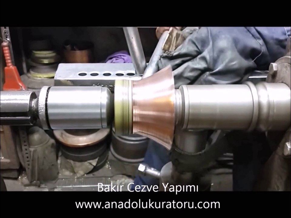 Copper on lathe Hand shaped