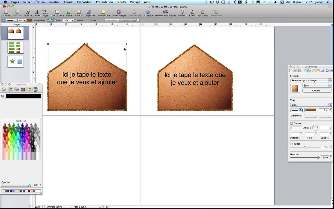 Tutoriel iWork Texte cadres figures objets vectoriels et courbes de Bézier