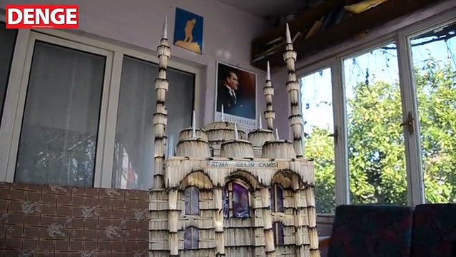 Kibrit çöplerinden 4 minareli cami maketi yaptı