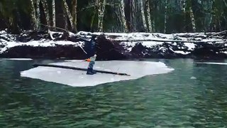 LiveLeak - Fisherman Trapped On Ice