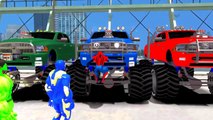 Hulk IronMan Spiderman / Nursery Rhymes / Monster Trucks Colors (Songs for Children with Action)