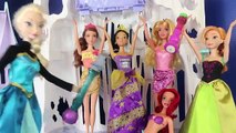 Frozen Color Change Elsa Anna and Barbie Color Changers Ariel Mermaid Aurora Belle DisneyCarToys