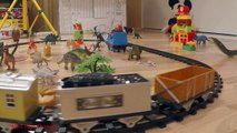 Classical Train Toy Video for Children with Dinosaur Toys Tyrannosaurus Rex and Triceratops Battle
