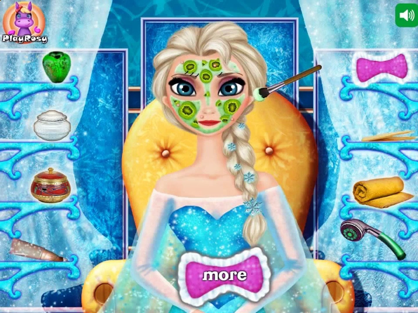 ⁣Делаем макияж Эльзе! Детская игра Видео для девочек про уход за лицом!