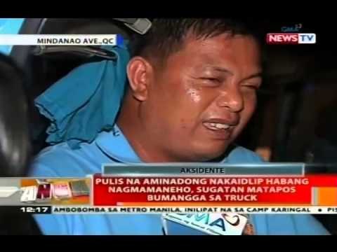 Pulis na aminadong nakaidlip habang nagmamaneho, sugatan matapos bumangga sa truck