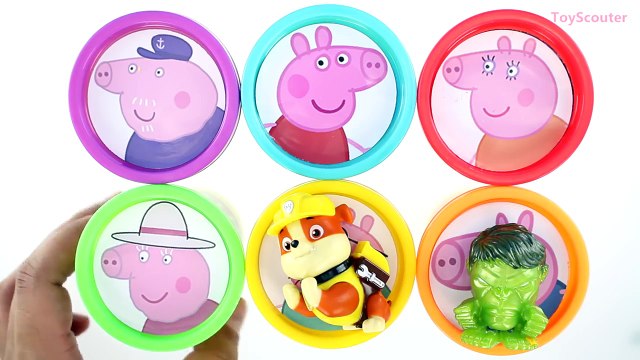 STOP MOTION PEPPA PIG with Play Doh Cans Surprise Eggs - Nick Jr Toys Disney Avengers