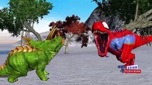 Dinosaurs fighting dinosaurs finger family nursery rhymes for Kids - Superheroes finger family 3d