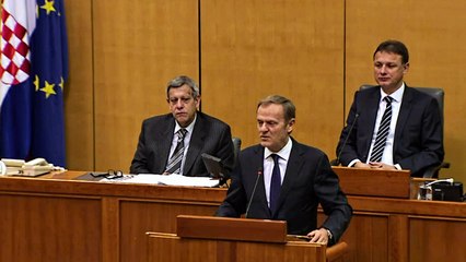 Donald Tusk na svečanoj sjednici povodom 25. godišnjice međunardnog priznanja Hrvatske