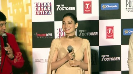 Tamanna Bhatia Flashing Assets in Dress at Tutak Tutak Tutiya Trailer Launch