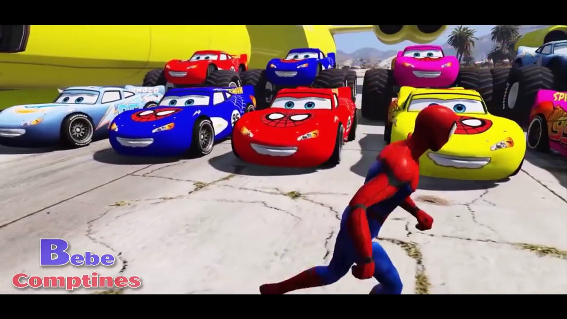 Comptines Bebe Avions Cargo Monstres Voitures Colorees Spiderman Mcqueen Dessin Anime Francais Video Dailymotion
