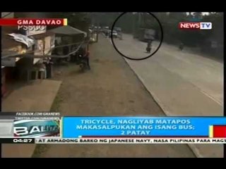 BP 101314 9BP: Tricycle, nagliyab matapos makasalpukan ang isang bus sa Davao City; 2 patay