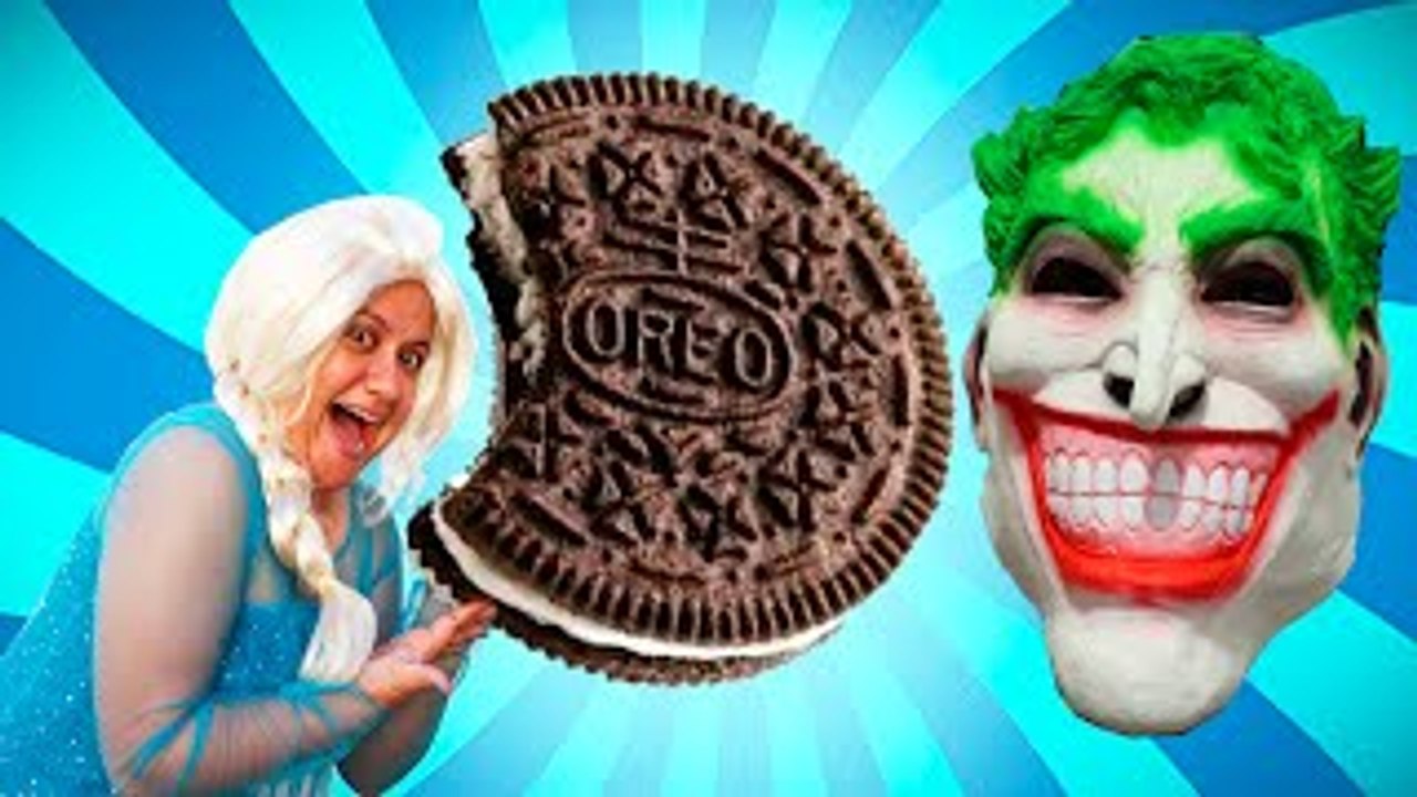 Frozen Elsa vs Joker! Oreo PRANK! Funny Superheroes Webs in Real Life