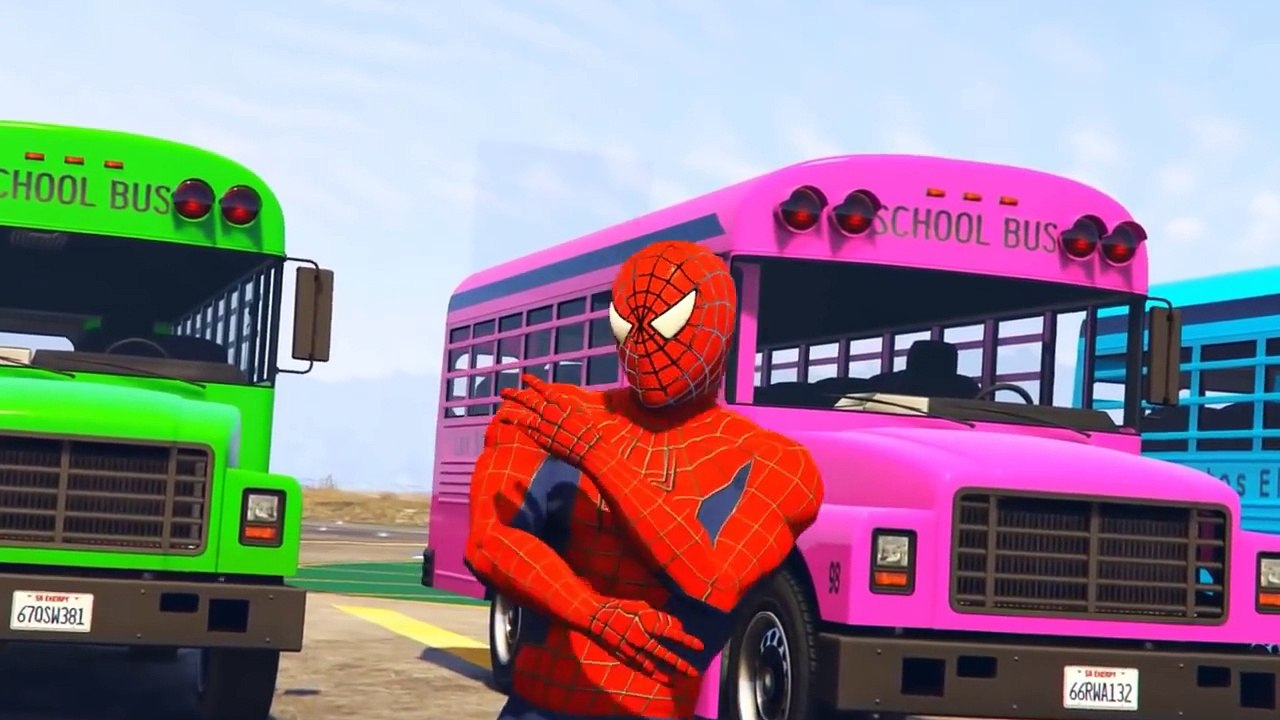 Spiderman Wheels on the Bus Plane Transportation with Nursery Rhymes
