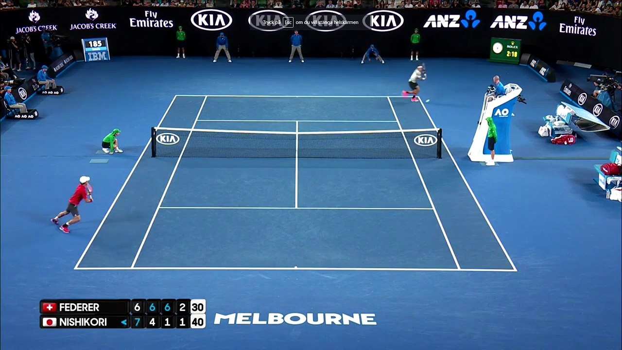 Roger Federer produces wonderful backhand winner against Kei Nishikori