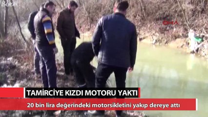 Tamirciye kızdı motorsikletini yaktı
