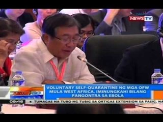 NTG: Voluntary self-quarantine ng mga OFW mula West Africa, iminungkahi bilang pangontra vs. Ebola