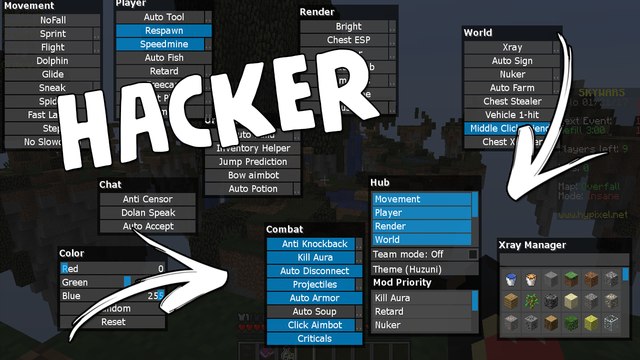 USANDO HACKER NO SKYWARS - HYPIXEL (FF, KILL AURA, ANTI-KB)