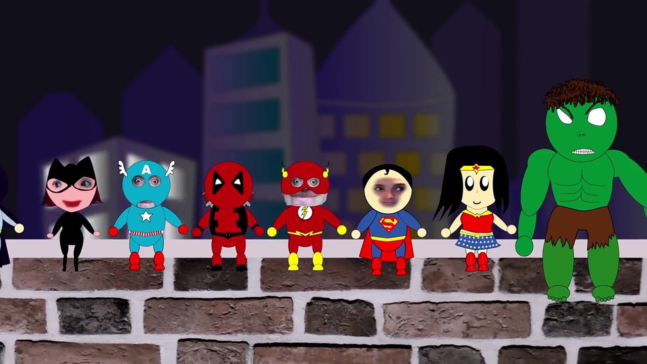 10 Superheroes sitting on a wall super hero song for children