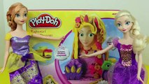 Frozen Play Doh Elsa and Anna Barbie Dolls Play Dough Rapunzel Tangled Toy