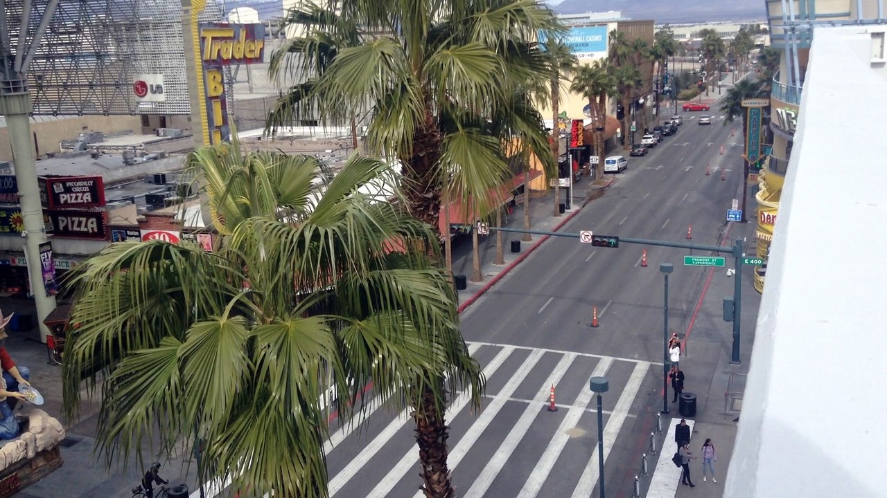 cool views of Las Vegas on top this parking garage next to Fremont mall area.