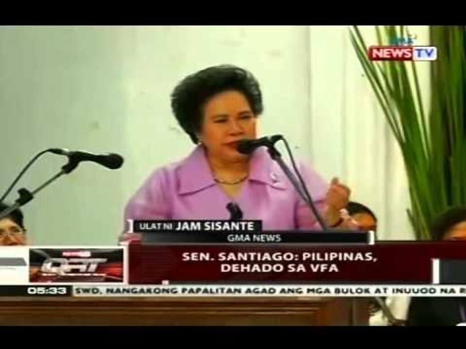 QRT: Sen. Santiago: Pilipinas, dehado sa VFA