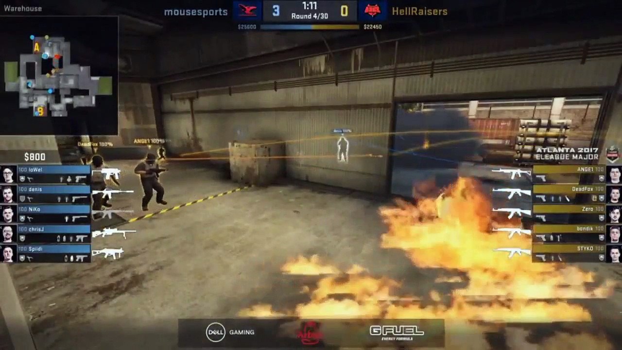 STYKO 4K - HellRaisers vs Mousesports (CSGO ELEAGUE ATLANTA 2017)
