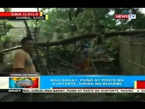 Mga bahay, puno at poste ng kuryente sa Guimbal, Iloilo, sinira ng buhawi