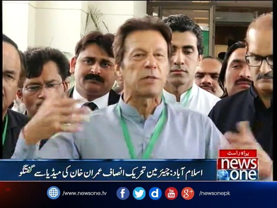 Imran Khan talks to media