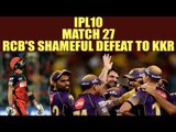 IPL 10: RCB vs KKR, Virat Kohli side faces shameful defeat by 82 runs | Oneindia News