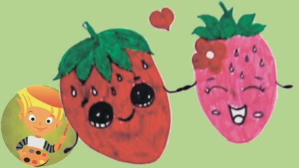 Как нарисовать клубнику просто. Симпатичные фрукты