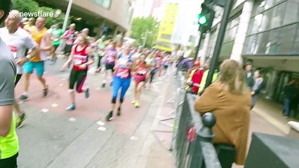 Ashley James running at the London Marathon