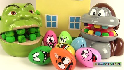 Play Doh Dentiste Shrek mange des œufs surprises slime avec le singe