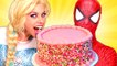 Frozen Elsa & Spiderman CAKE CHALLENGE! w/ Joker Anna Surprise Eggs Maleficent Fun In Real Life