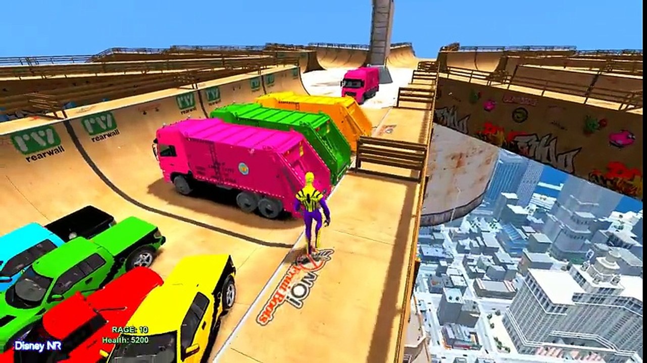 Learn Numbers - Garbage Truck Color Cars for Kids and Colours for Children - Spiderman Cartoon Video