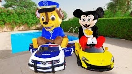 Is Mickey Mouse ARRESTED By Paw Patrol Chase?! w/ Spiderman, Marshall & Joker Driving Car