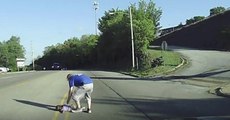 Dashcam Captures Firefighter Rescuing Child Who Fell From Moving Bus