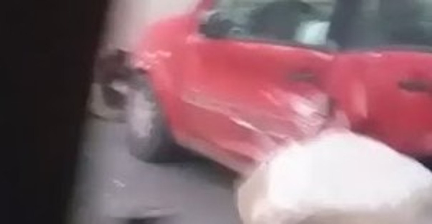 Boulders Strike Car on Santiago Highway After Earthquake
