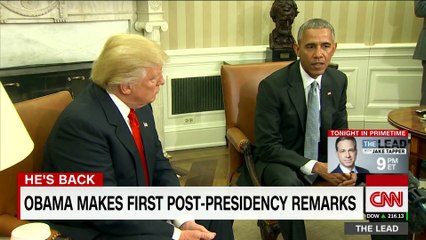 Obama's first post-White House public comments