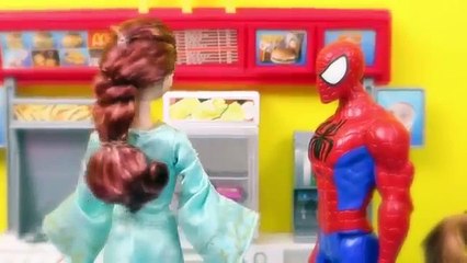 Download Video: FROZEN Elsa amp Spiderman Dream Date at Barbie McDonalds Brunette Elsa Doll and Kids DisneyCarToys