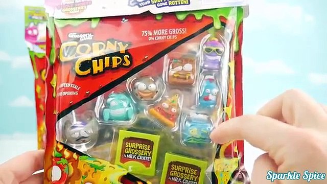 Grossery Gang Corny Chips 10 Pack and Sticky Soda Opening Moldy Surprise Grosseries