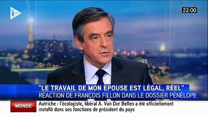 François Fillon au 20h de TF1: "Cette polémique est abjecte. Ma femme travaille pour moi depuis 1981"