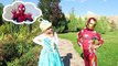 Frozen Elsa in Cinderella Dress KISSES Joker Vs Spiderman, Superman & Wonder Woman Anna Funny Video
