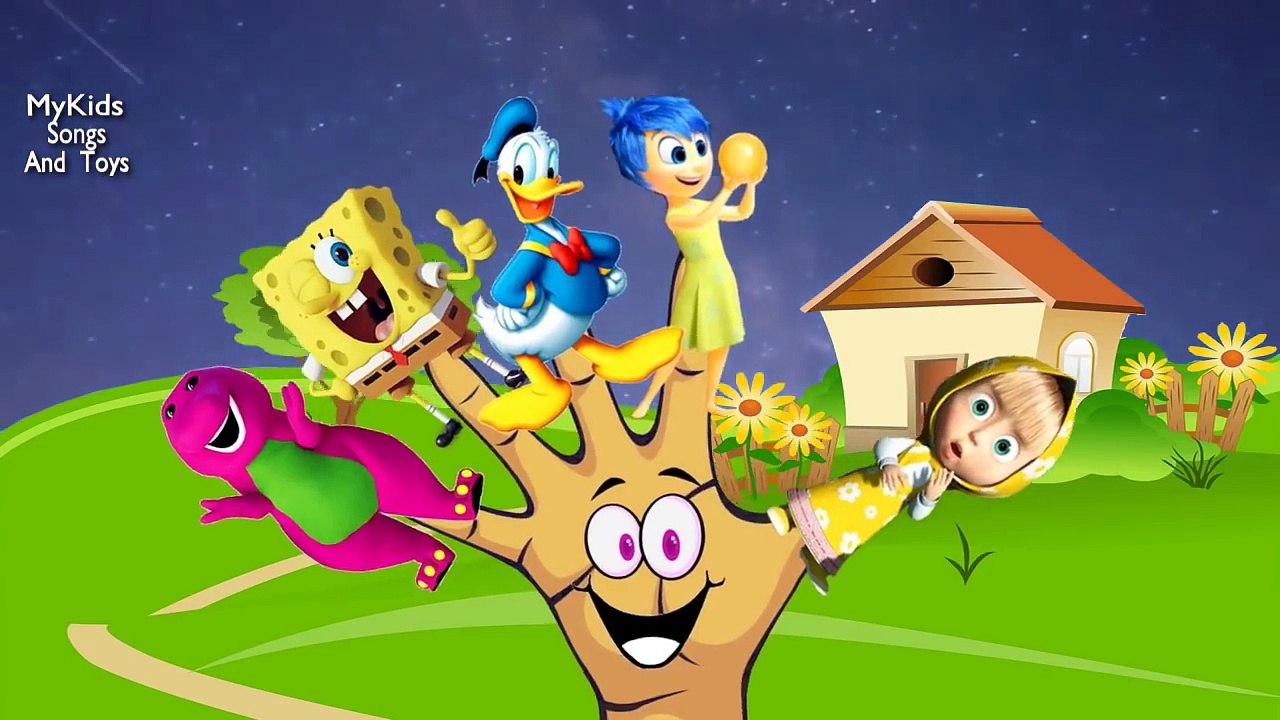 Barney Donald Duck Spongebob Inside out Masha Finger Family Song