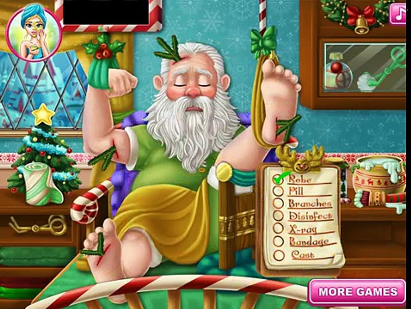⁣Санта Клаус Игры—Санта сломал ногу—Онлайн Видео Игры Для Детей Мультфильм new