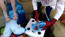 Doctor Injects Frozen Elsa Mermaid Crying w/ Spiderman Superhero in real life movies ;)