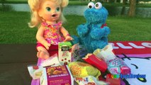 BABY ALIVE EAT REAL MCDONALD HAPPY MEAL Playtime at the Park Cookie Monster Egg Surprise Toys