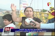 Pobladores de Lima Norte preocupados por crecida del río Chillón