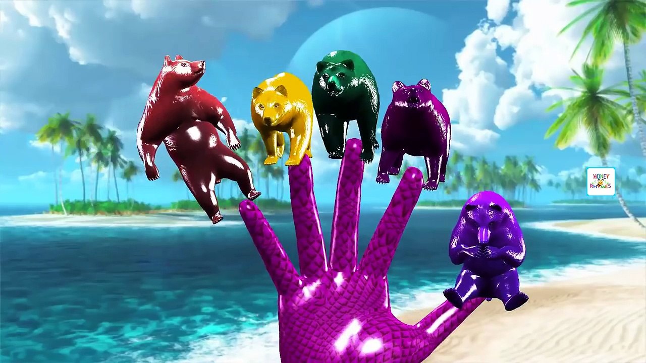 Learn colors With 3D Animals Cartoon Movie for Kids | Finger Family Colors Elephant Gorilla Dog Bear